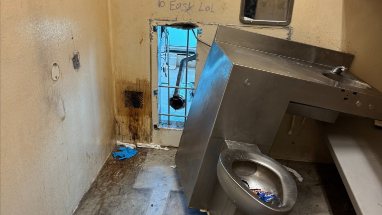 Inside of a prison cell where the escape is believed to have happened, at Orleans Parish Justice Center on May 16, 2025.